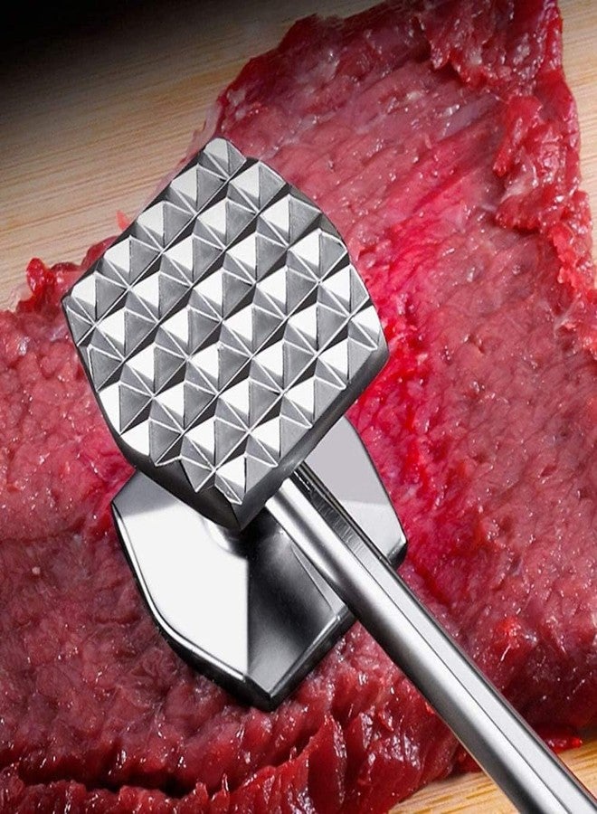Trifecta Heavy Duty Meat Tenderizer - Double Sided Meat Mallet & Pounder Tool, Rust Proof Zinc Alloy Kitchen Hammer with Ergonomic Rubber Handle for Tenderizing Steak, Beef, Chicken, Pork - Image 4